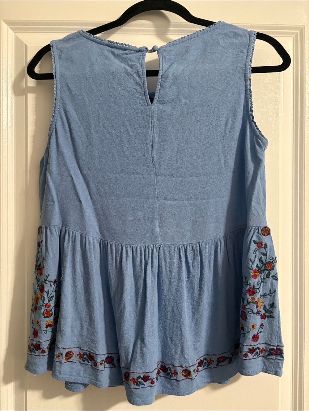 Umgee Blue Embroidered Floral Tank Top - Picture 4 of 4